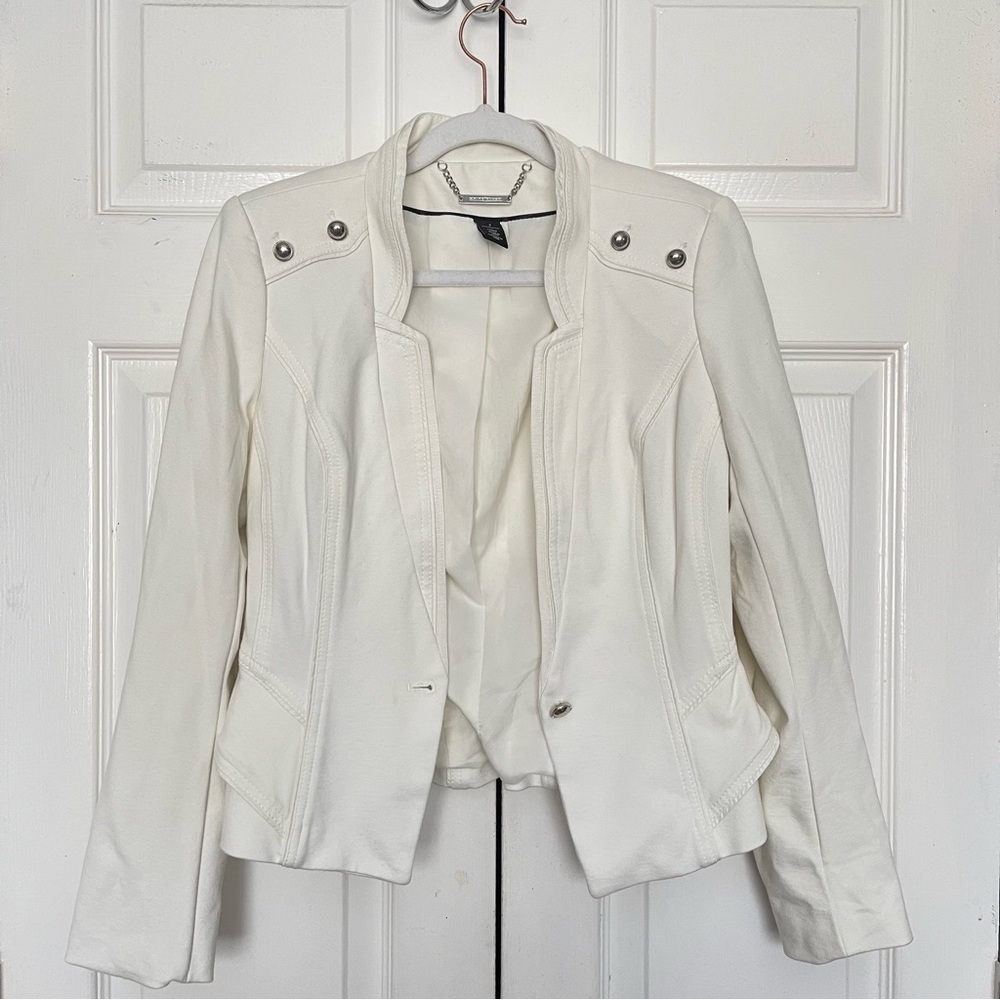 White House Black Market Military Style White Blazer